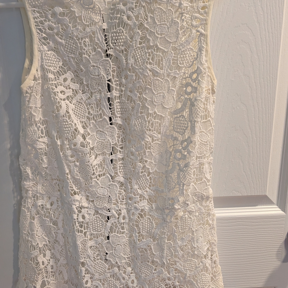 CAbi Ivory Crochet Lace Tank Dress